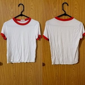 Red and white ringer tee